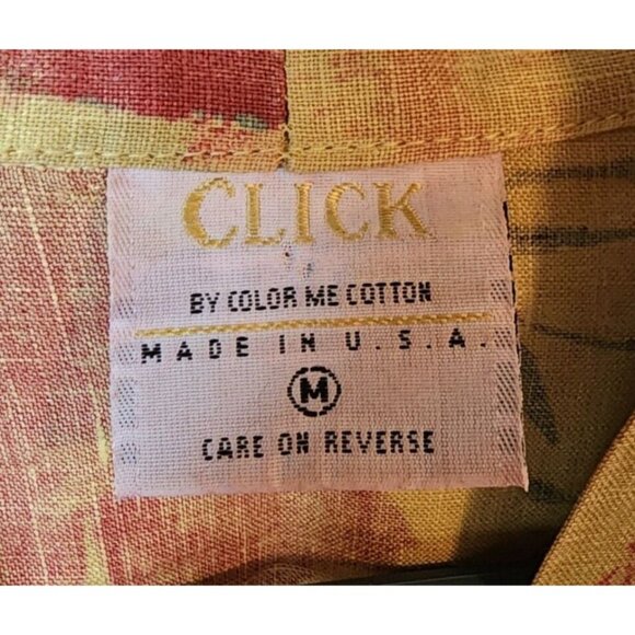 Click by Color Me Cotton Hi Low Jacket Top Yellow Floral 100% Linen Lagenlook M - Picture 6 of 11